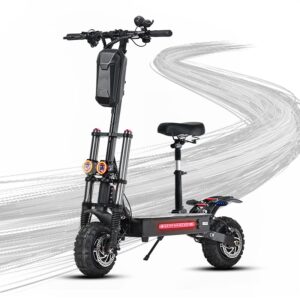 andbee electric scooter 6000w high power dual drive motor,top speed 55 mph,60v38ah long range battery up to 65 miles 11'' off-road tires adult electric scooter with detachable seat,black,(ab1)