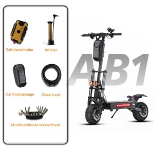 ANDBEE Electric Scooter 6000W High Power Dual Drive Motor,Top Speed 55 MPH,60V38AH Long Range Battery Up to 65 Miles 11'' Off-Road Tires Adult Electric Scooter with Detachable Seat,black,(AB1)