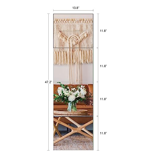 Ruomeng Full Length Mirror Tiles - 14" x 12" x 4Pcs Gym Mirror Body Mirror Frameless Wall Mirror for Vanity Bedroom, Living Room