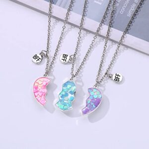 DOYYCA Friendship Necklace Best Friend Necklace Gifts for 3 Girls Magnetic Matching Heart Pendant BFF Necklaces for Sister (A: Heart)