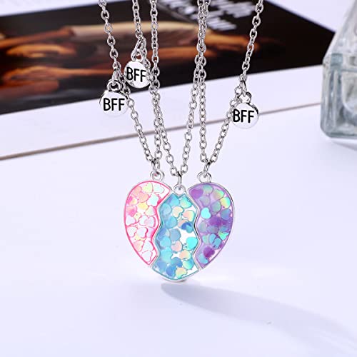 DOYYCA Friendship Necklace Best Friend Necklace Gifts for 3 Girls Magnetic Matching Heart Pendant BFF Necklaces for Sister (A: Heart)