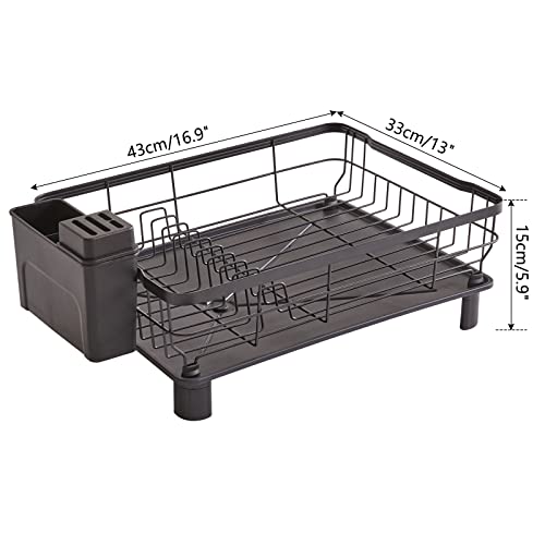 IBUYKE Dish Drying Rack-Multifunctional Expandable Dish Drying Rack,Drying Rack for Kitchen Counter and Drainage, Drying Rack for Dishes, Knives, Spoons, Cups and Forks,Black UTDS001B