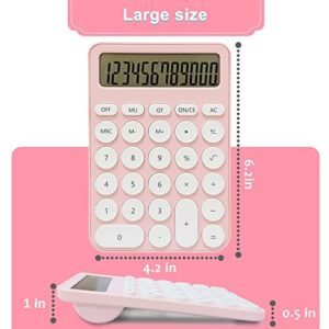 Standard Calculator 12 Digit,6.2 * 4.2in Desktop Large Display and Buttons,Calculator with Large LCD Display for Office,School, Home & Business Use,Automatic Sleep,15 °Tilt Screen (Pink)