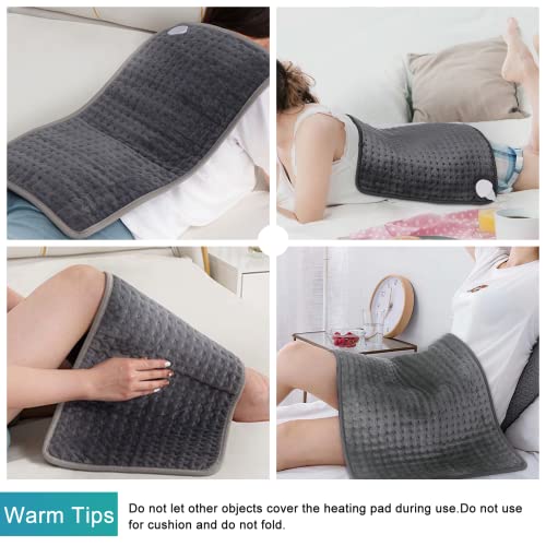 Heating Pad for Back Pain Relief，Electric Heating Pads for Cramps,Hot Heated Pad for Back Pain Muscle Pain Relieve Dry & Moist Heat Option Auto Shut Off Function