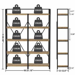 FATORRI L Shaped Computer Desk and Industrial Bookshelf for Home Office (Rustic Oak)