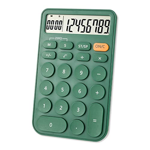 VEWINGL Standard Calculator 12 Digit,with Timers and Alarm Clock,Calculator with Large LCD Display for Office,School,Home & Business Use,Automatic Sleep,with Battery(Green)