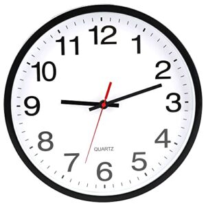 oceek black wall clock silent non-ticking 10 inch non-ticking wall clock 10 inch silent quartz modern wall clocks 10” battery operated modern simple style decorative for home office school wall clock