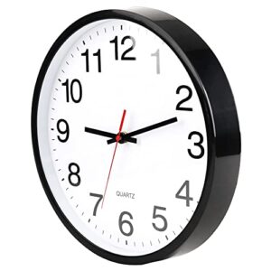 OceeK Black Wall Clock Silent Non-Ticking 10 Inch Non-Ticking Wall Clock 10 Inch Silent Quartz Modern Wall Clocks 10” Battery Operated Modern Simple Style Decorative for Home Office School Wall Clock