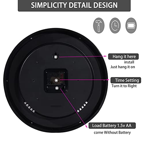 OceeK Black Wall Clock Silent Non-Ticking 10 Inch Non-Ticking Wall Clock 10 Inch Silent Quartz Modern Wall Clocks 10” Battery Operated Modern Simple Style Decorative for Home Office School Wall Clock