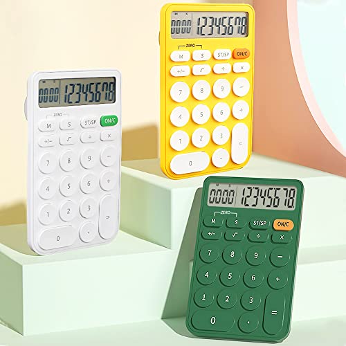 VEWINGL Standard Calculator 12 Digit,with Timers and Alarm Clock,Calculator with Large LCD Display for Office,School,Home & Business Use,Automatic Sleep,with Battery(White)