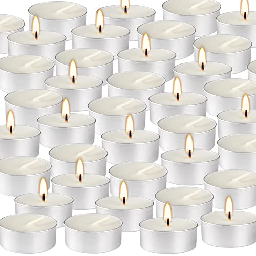 100-Pack Unscented Tea Lights Candles|4 Hour White Smokeless Tealight Candles|in Bulk Votive Little Candles for Shabbat, Wedding,Parties,Birthdays,Anniversaries