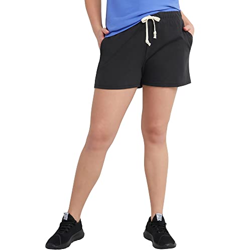 Hanes Essentials Drawstring, Cotton Women, Adjustable Shorts, Black, 2X Large