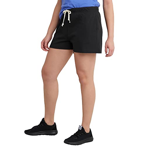 Hanes Essentials Drawstring, Cotton Women, Adjustable Shorts, Black, 2X Large