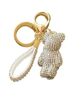 keychain for woman and girl crystals in a keychain fashion pendant for bag or backpack teddy bear in crystals