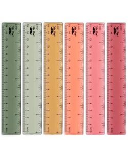 mr. pen- ruler, 6 inch, 6 pack, vintage colors, rulers for kids, rulers for school, clear plastic ruler, kids ruler, back to school supplies, clear ruler, ruler with centimeters and inches