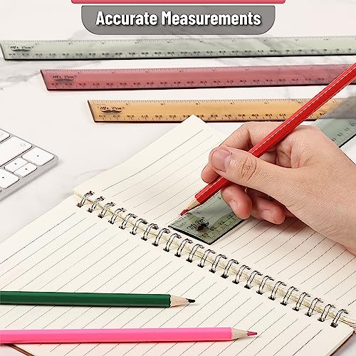 Mr. Pen- Ruler, 12 inch Ruler, 6 Pack, Vintage Colors, Clear Ruler 12 Inch, Rulers for Kids, Rulers for School, Clear Plastic Ruler 12 Inch, 12 Inch Ruler with Centimeters and Inches, School Ruler