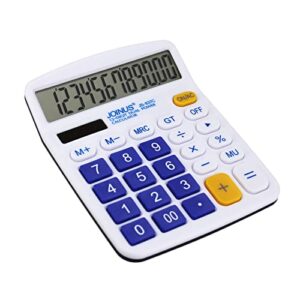qpey calculators, 12-digit battery office basic desk desktop calculators with large lcd display big sensitive button (navy blue)