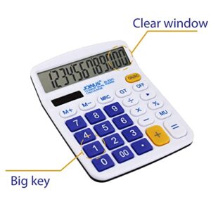 QPEY Calculators, 12-Digit Battery Office Basic Desk Desktop Calculators with Large LCD Display Big Sensitive Button (Navy Blue)