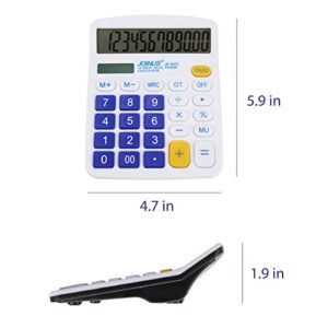 QPEY Calculators, 12-Digit Battery Office Basic Desk Desktop Calculators with Large LCD Display Big Sensitive Button (Navy Blue)