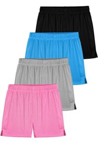 resinta 4 pack girls mesh athletic shorts kids summer active shorts girls sports basketball shorts performance gym shorts
