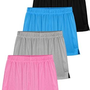 Resinta 4 Pack Girls Mesh Athletic Shorts Kids Summer Active Shorts Girls Sports Basketball Shorts Performance Gym Shorts