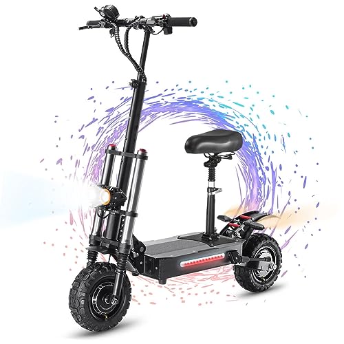 S3 6000W Electric Scooter Adults 60mph, Sports Scooters 400lbs Capacity, 75 Miles Long Range, 60V38AH Li-ion Battery, 11" Tubeless All-Terrain Tires