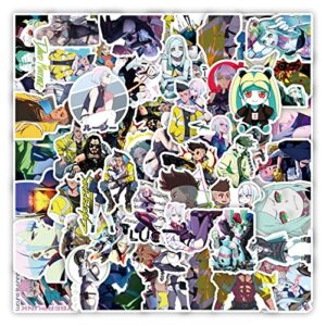 cyberpunk edgerunners stickers for water bottles, 50 pcs/pack trendy anime waterproof decals manga poster cartoon laptop skateboard stickers decals aesthetic computer phone stickers for kids teens girls (edgerunner)