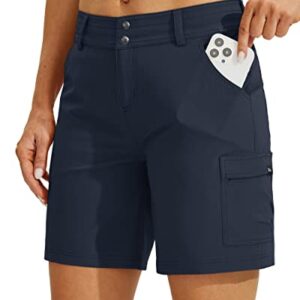 Willit Women's Golf Hiking Shorts Cargo Quick Dry Athletic Shorts Casual Summer Shorts with Pockets 7" Navy Blue 6