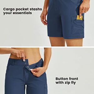 Willit Women's Golf Hiking Shorts Cargo Quick Dry Athletic Shorts Casual Summer Shorts with Pockets 7" Navy Blue 6