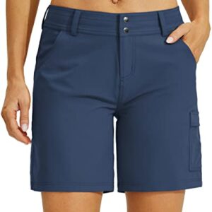 Willit Women's Golf Hiking Shorts Cargo Quick Dry Athletic Shorts Casual Summer Shorts with Pockets 7" Navy Blue 6