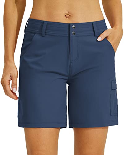 Willit Women's Golf Hiking Shorts Cargo Quick Dry Athletic Shorts Casual Summer Shorts with Pockets 7" Navy Blue 6