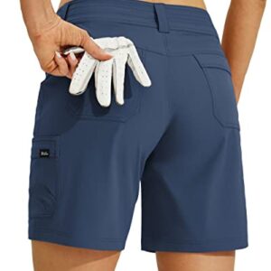 Willit Women's Golf Hiking Shorts Cargo Quick Dry Athletic Shorts Casual Summer Shorts with Pockets 7" Navy Blue 6