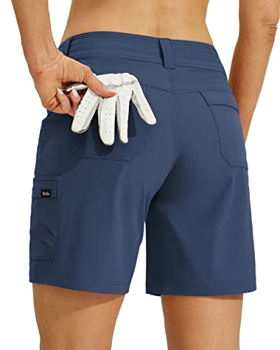 Willit Women's Golf Hiking Shorts Cargo Quick Dry Athletic Shorts Casual Summer Shorts with Pockets 7" Navy Blue 6