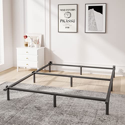 VTWAZAST King Bed Frame,9 Inch Heavy Duty Base for Box Spring, 9-Leg Support,Easy Assembly,Non-Slip,Noise-Free, Black