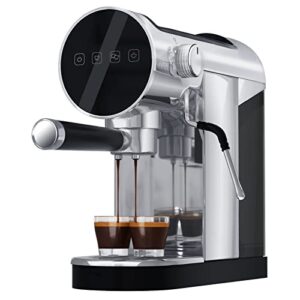 skyehomo espresso machine, 20 bar espresso coffee maker with milk frother steamer, espresso and cappuccino latte maker, espresso coffee machine with digital touch panel, 1250w, stainless steel