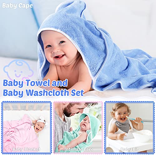 5 Pcs Baby Bath Towel and 15 Count Baby Washcloths Sets, Hooded Baby Towels for Newborns Infants and Toddlers Soft Coral Fleece Toddler Towels for Newborn Boy Girl