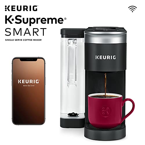 Keurig K-Supreme SMART Single Serve Coffee Maker With Wifi Compatibility, 4 Brew Sizes, Black & 3-Month Brewer Maintenance Kit, Compatible Classic/1.0 & 2.0 K-Cup Coffee Makers, 7 Count