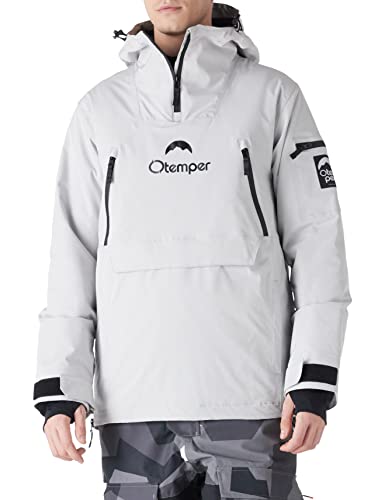 kirnusino Mens Ski Jacket Snow Coat for Men Windbreaker Waterproof Mountain Hooded Sweatshirt with Shoulder Pass Card Pocket Windproof Warm Winter Coat-Grey-L