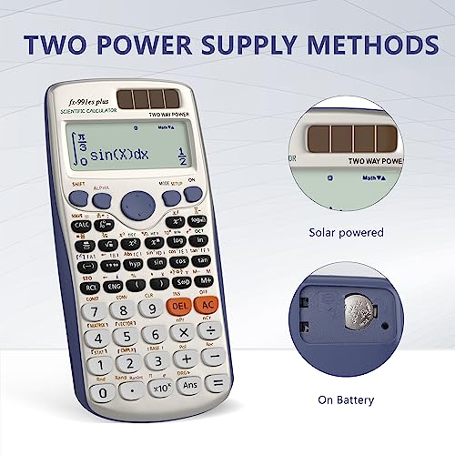 Scientific Calculators, IPepul Math Calculator with 417 Function, Solar Battery Power and 4-Line Display, School Supplies for Middle High College Students Teachers(991ES Plus)