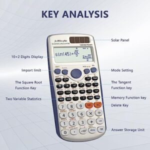 Scientific Calculators, IPepul Math Calculator with 417 Function, Solar Battery Power and 4-Line Display, School Supplies for Middle High College Students Teachers(991ES Plus)