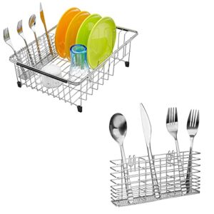 ipegtop expandable deep large dish drying rack and utensil cutlery holder