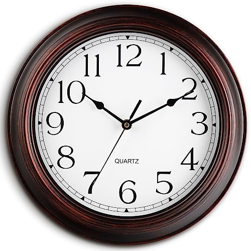 KECYET 14 Inch Wall Clocks Battery Operated Silent Non-Ticking Wall Clock Vintage Retro Rustic Style Decorative for Living Room Kitchen Farmhouse (Bronze)