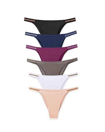 Bolivelan Women G-String Panties High Cut Low Rise Tanga Underwear for Ladies Pack of 6 (US 4, Multicolor)