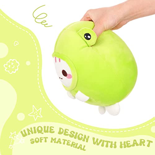 AIXINI Cute Cat Frog Plush Pillow 8" Kitten Frog Stuffed Animal, Soft Kawaii Cat Plushie with Frog Outfit Costume Gift for Kids