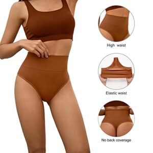 DEANGELMON Seamless High Waisted Thongs Women No Show Thong Underwear Stretch Workout Panties Pack (7P1,S)