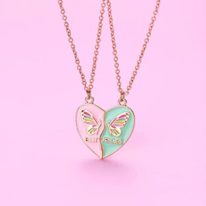 Lezmoii Best Friend Necklace Friendship Necklace Matching Magnetic BFF Necklace for 2 Girls Jewelry Friendship Gifts (D: Butterfly Heart)