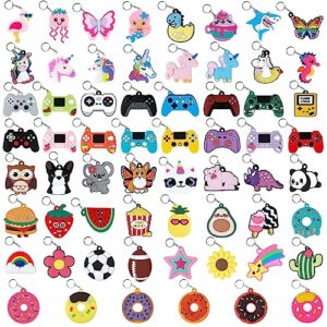 stondino 62pcs video game party favors key chains bulk keychains for kids party favors keyrings bulk mini keychain for classroom prizes kids birthday party favor gift kids goodie bag stuffers