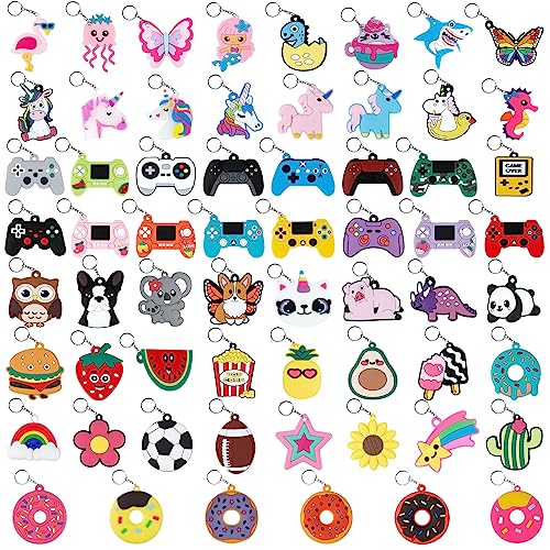 Stondino 62Pcs Video Game Party Favors Key Chains Bulk Keychains for Kids Party Favors Keyrings Bulk Mini Keychain for Classroom Prizes Kids Birthday Party Favor Gift Kids Goodie Bag Stuffers