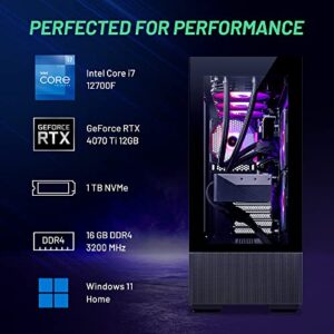 Skytech Gaming PC Desktop – Intel Core i7 12700F 2.1 GHz, NVIDIA RTX 4070 Ti, 1TB NVME SSD, 16GB DDR4 RAM 3200, 750W Gold PSU, 360mm AIO, 11AC Wi-Fi, Windows 11 Home 64-bit,Black