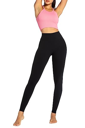 Sunzel Nunaked Workout Leggings for Women, Tummy Control Compression Workout Gym Yoga Pants, High Waist & No Front Seam Black X-Large 28"